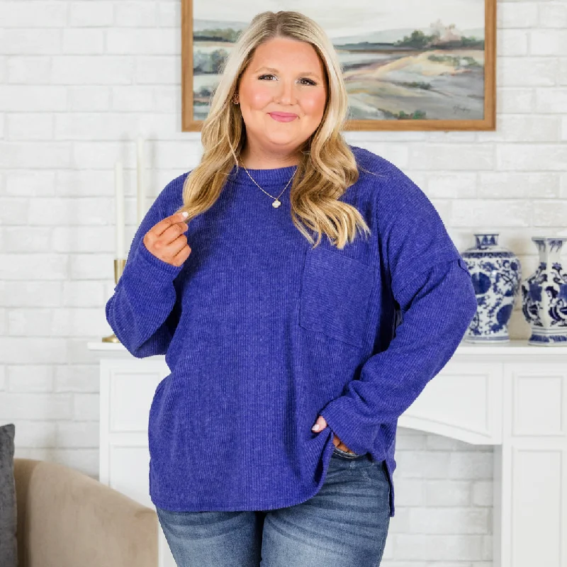 Soft Comfort Lookin' Good Feelin' Better Sweater, Bright Blue