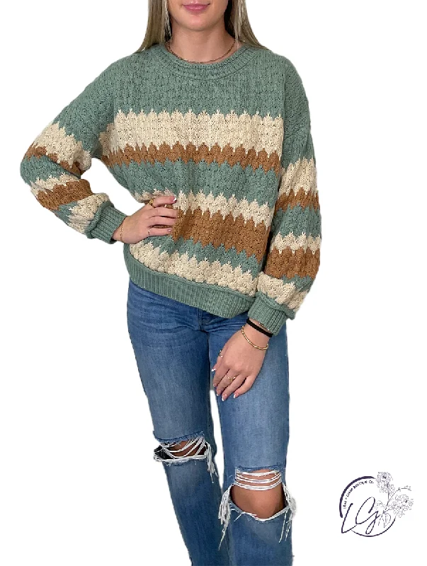 Warm Atmosphere Loving Spirit Ribbed Striped Sweater