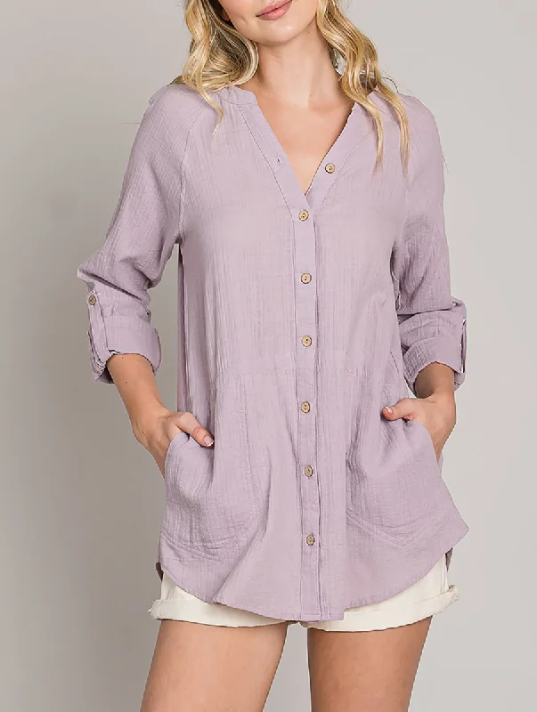 Casual Chic Making Me Smile Oversized Button Down