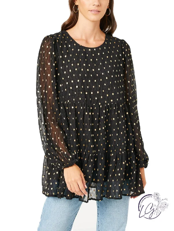 Breezy Style Cosmic Cascade Metallic Dot Top