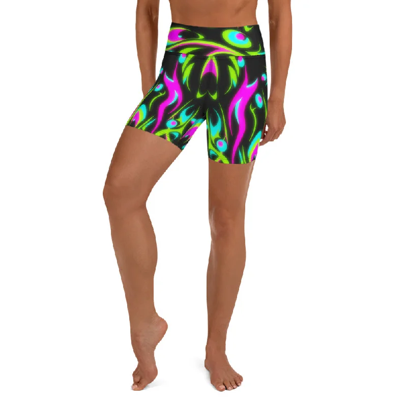 Cool Summer Neon Frenzy Yoga Shorts