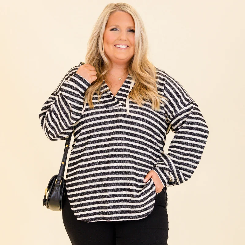 Printed Patterns Ocean Spray Hoodie, Black-Cream