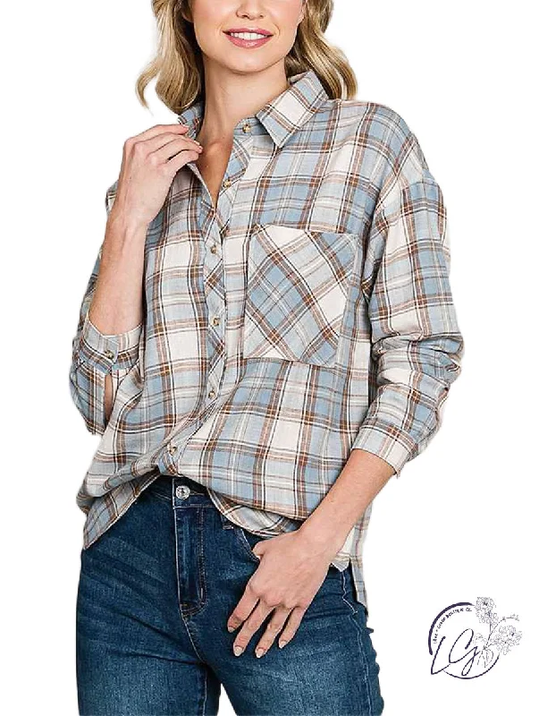 Quality Tailoring Pastel Plaid Button Down Shirt