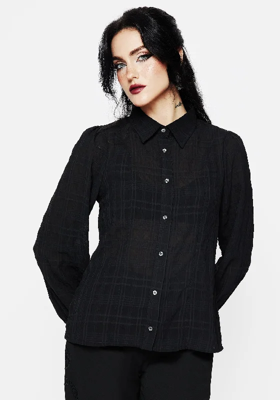Urban Comfort Recluse Check Chiffon Button Up Shirt