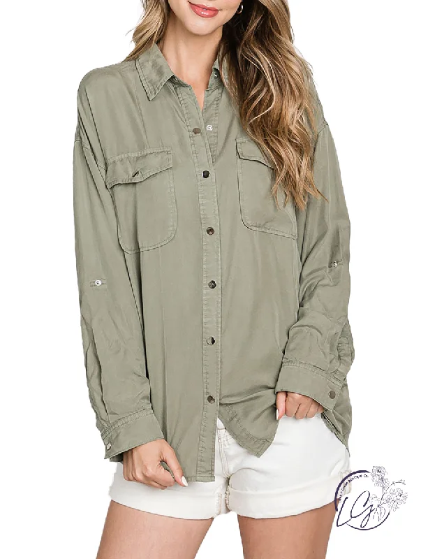 Cozy Vibes Show Me Sometime Oversized Utility Shirt