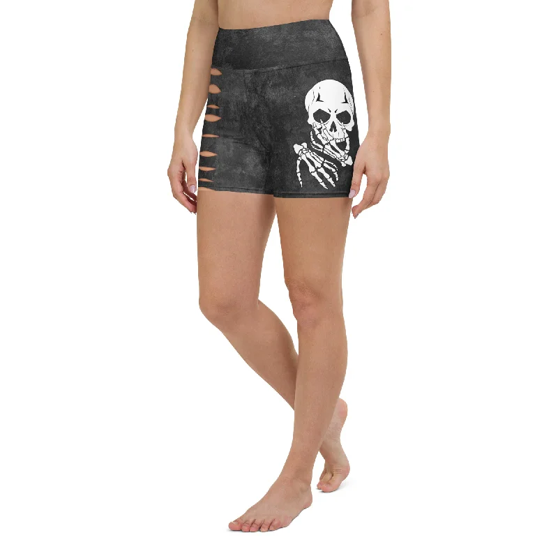 Easy Wear Chic Skeleton 3D Cut Out Effect Yoga Shorts
