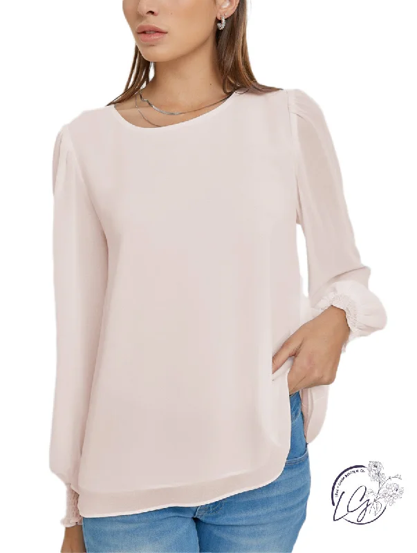 Basic Comfort Stylish Cuffed Sleeve Top
