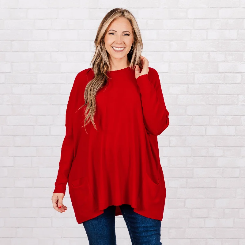 Nightclub Style Snow Whispers Tunic, Red
