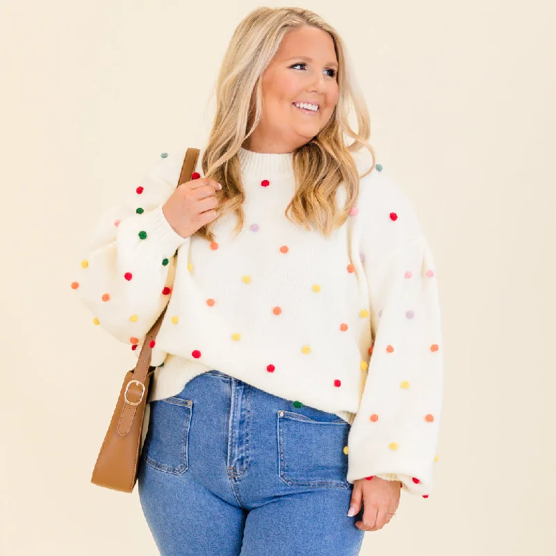 Timeless Outfits Spotted Charm Sweater, Cream