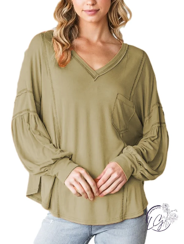Noble And Elegant Bubble Dream Soft Knit V-Neck Top