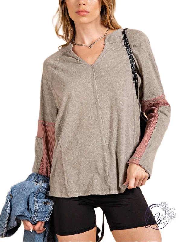 Breathable Comfort Graceful V-Neck Long Sleeve
