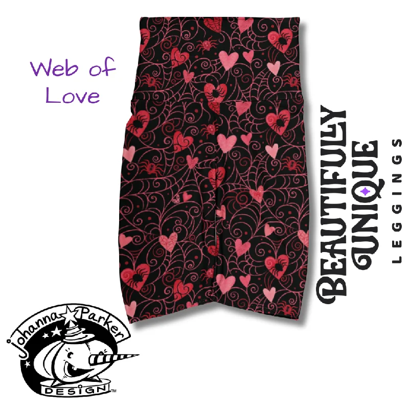 Romantic And Fresh Web of Love (Johanna Parker Exclusive) Pocket Biker Shorts - High-quality Handcrafted Vibrant Bike Shorts