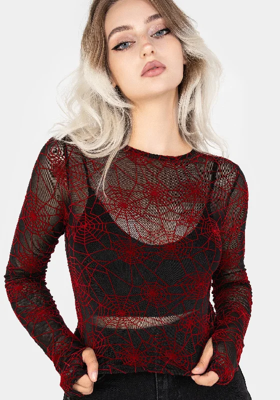 Casual Ease Venom Flocked Mesh Top - Red