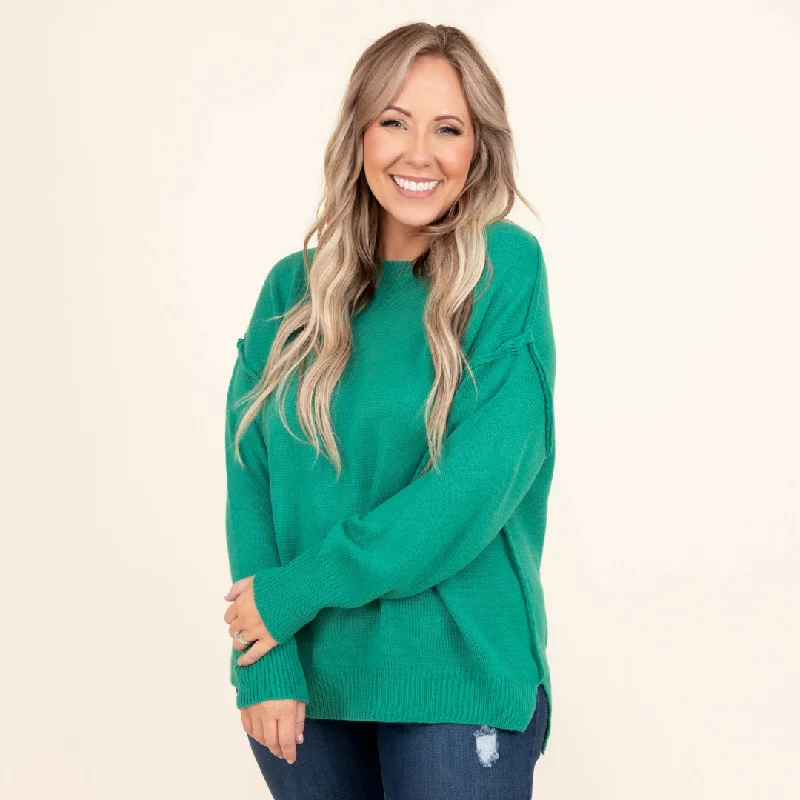 Comfortable Fashion Waiting On A Sign Sweater, Green